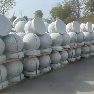 合肥 白麻花岗岩石材圆球，石球，挡车球，隔离球，景观石球，风水球等