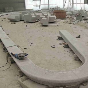 合肥 芝麻白花岗岩弧形花坛石，坐凳石