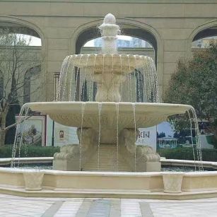 合肥 黄金麻花岗岩异型加工——户外庭院石雕流水喷泉