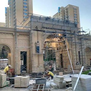 合肥 黄金麻荔枝面花岗岩小区门楼外墙干挂