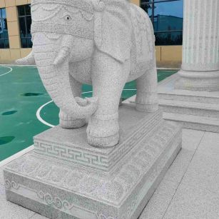 合肥 白麻花岗岩动物异形石雕-大象