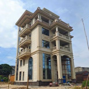 合肥 黄金麻花岗岩石材别墅外墙干挂搭配（雕花栏杆花瓶柱门楼罗马柱）