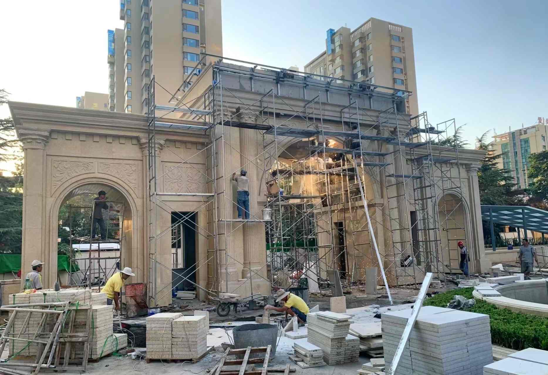 合肥 黄金麻荔枝面花岗岩小区门楼外墙干挂