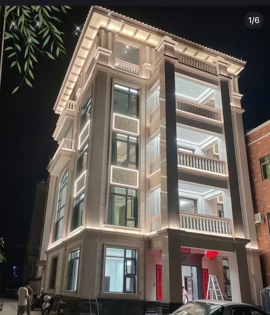 合肥 芝麻白花岗岩别墅外墙夜间效果